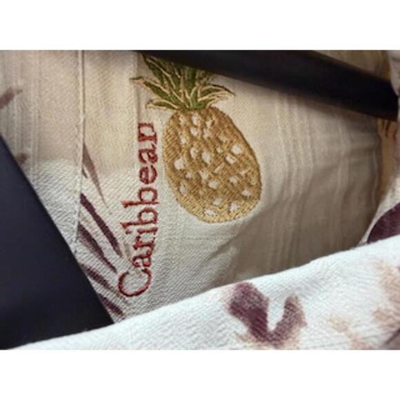 Caribbean Men's Hawaiian Shirt with Pineapple Embroidery - Picture 2 of 2